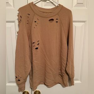 Aerie Tan Ribbed Sweatshirt